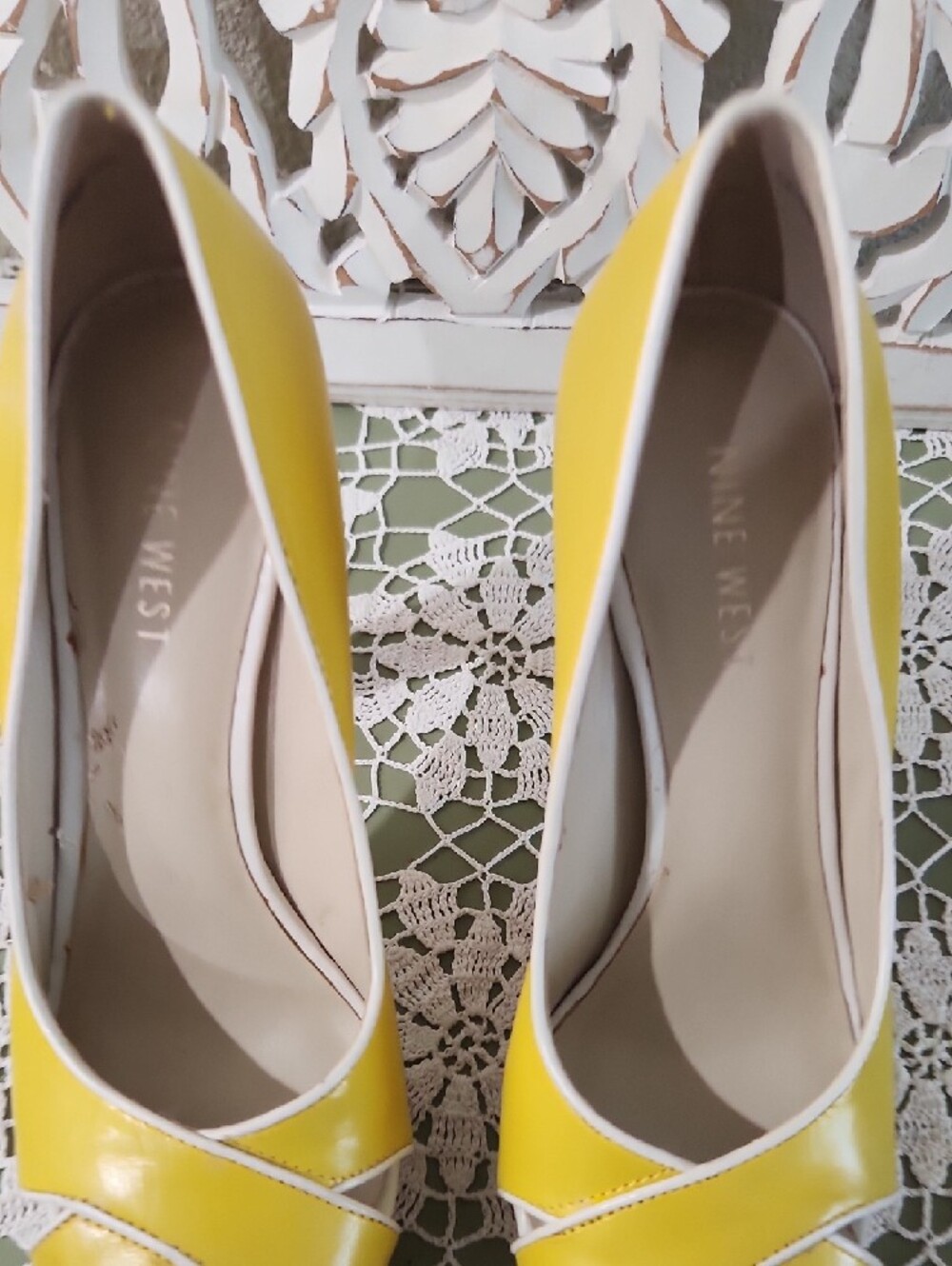 Nine West Bright Yellow Peep-Toe Heels - Picture 7 of 15